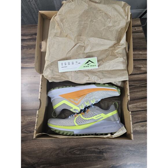 Nike React Pegasus Trail 4 Grey/Volt-Orange Running Shoe‎ DJ6158 002 Mens Sz 10 - Picture 7 of 16